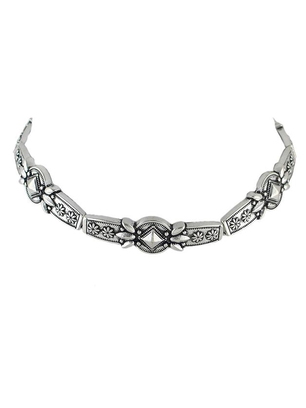 Shein Silver Metal Flower Tattoo Choker Necklaces