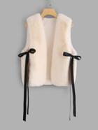 Shein Faux Fur Bow Tie Side Vest