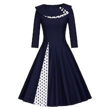 Shein 50s Polka Dot Button Decoration Flare Dress