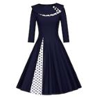 Shein 50s Polka Dot Button Decoration Flare Dress