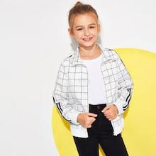 Shein Girls Zip Up Grid Jacket
