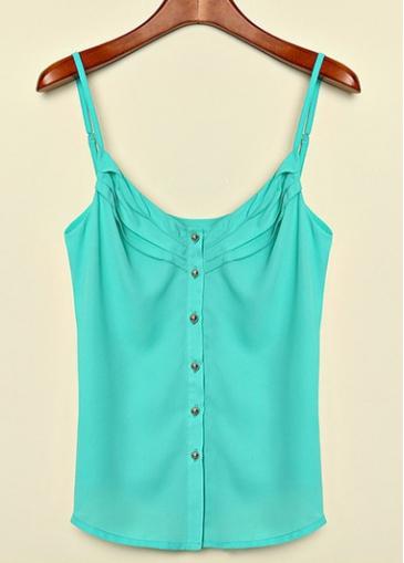 Rosewe Chiffon Button Fly Light Green Camisole