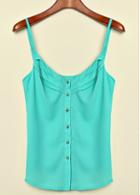Rosewe Chiffon Button Fly Light Green Camisole