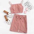 Shein Gingham Cami With Tie Detail Skirt