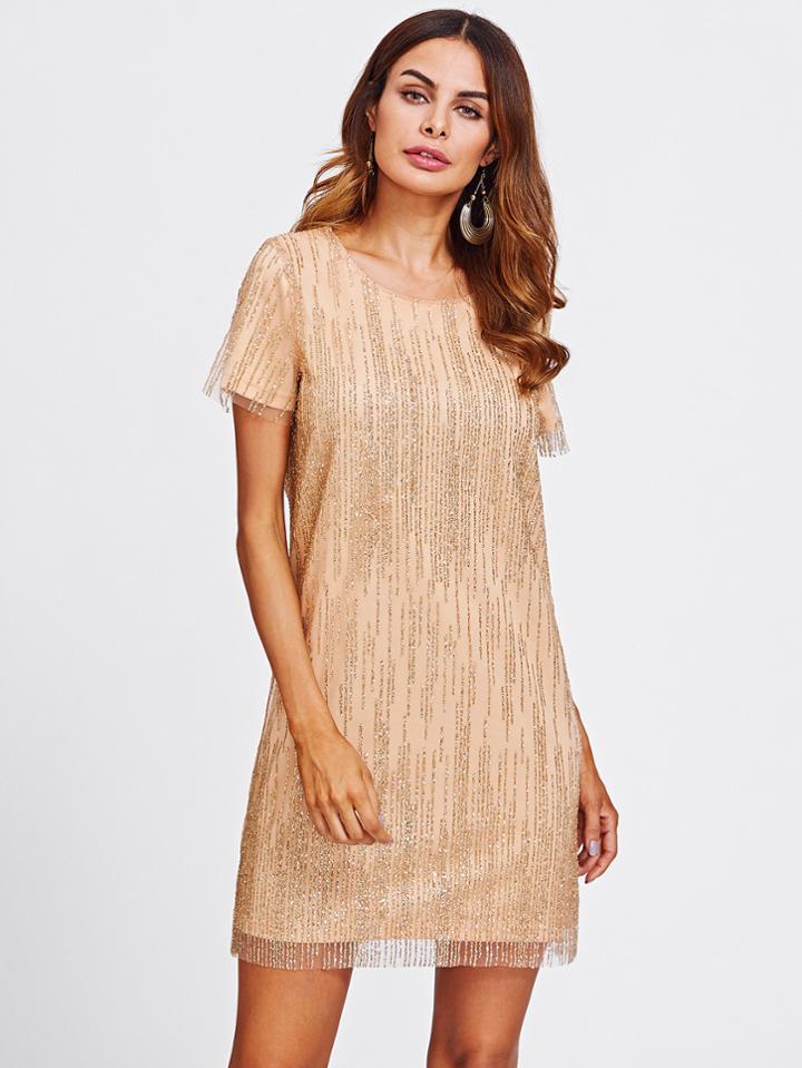 Shein Glitter Mesh Overlay Dress