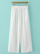 Shein White Micro Pleated Pockets High Waist Cropped Pants