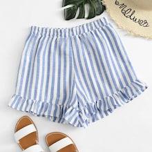 Shein Ruffle Hem Striped Shorts