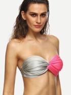 Shein Hot Pink And Grey Color Block Bandeau Top