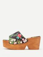 Shein Faux Pearl Decorated Jungle Print Platform Wedges