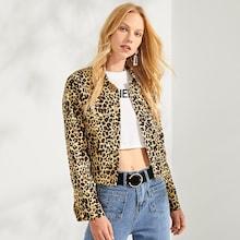 Shein Button Up Leopard Crop Jacket