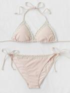 Shein Lace Trim Self Tie Bikini Set