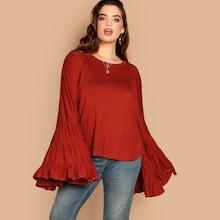 Shein Plus Exaggerate Bell Sleeve Solid Top