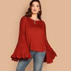 Shein Plus Exaggerate Bell Sleeve Solid Top