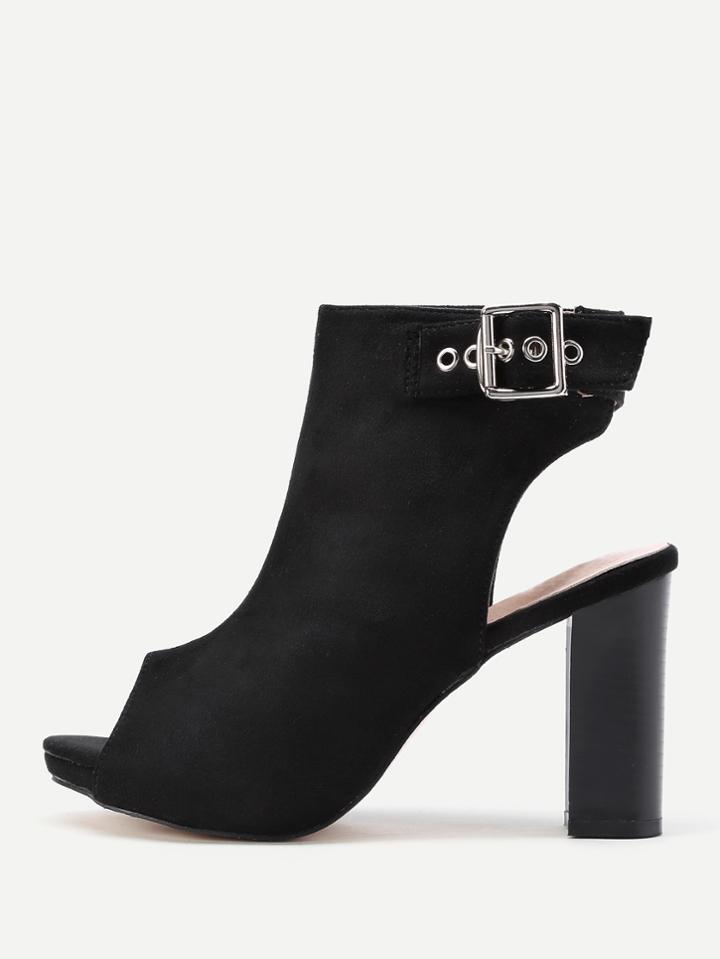 Shein Open Toe Chunky Mule Pumps With Buckle