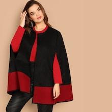 Shein Plus Color Block Cape Sleeve Coat