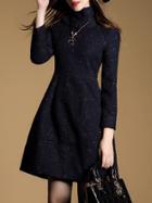 Shein Navy High Neck A-line Dress