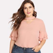 Shein Plus Choker Neck Layered Sleeve Top