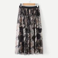 Shein Snakeskin Print Mesh Overlay Pleated Skirt