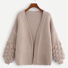 Shein Plus Crochet Bishop Sleeve Marled Cardigan