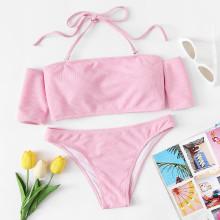 Shein Off The Shoulder Halter Bikini Set
