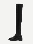 Shein Black Faux Leather Over The Knee Boots