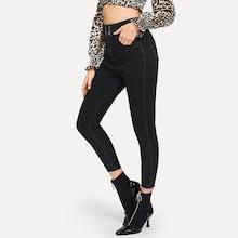 Shein Button Detail High Waist Jeans