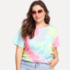 Shein Plus Pocket Patched Tie Dye Tee