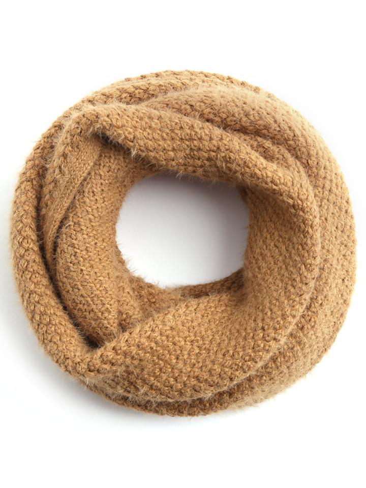 Shein Camel Knit Textured Fluffy Infinity Scarf