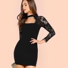 Shein Lace Insert Solid Form Fitting Dress