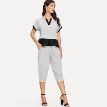 Shein Contrast Color Striped Top & Pants
