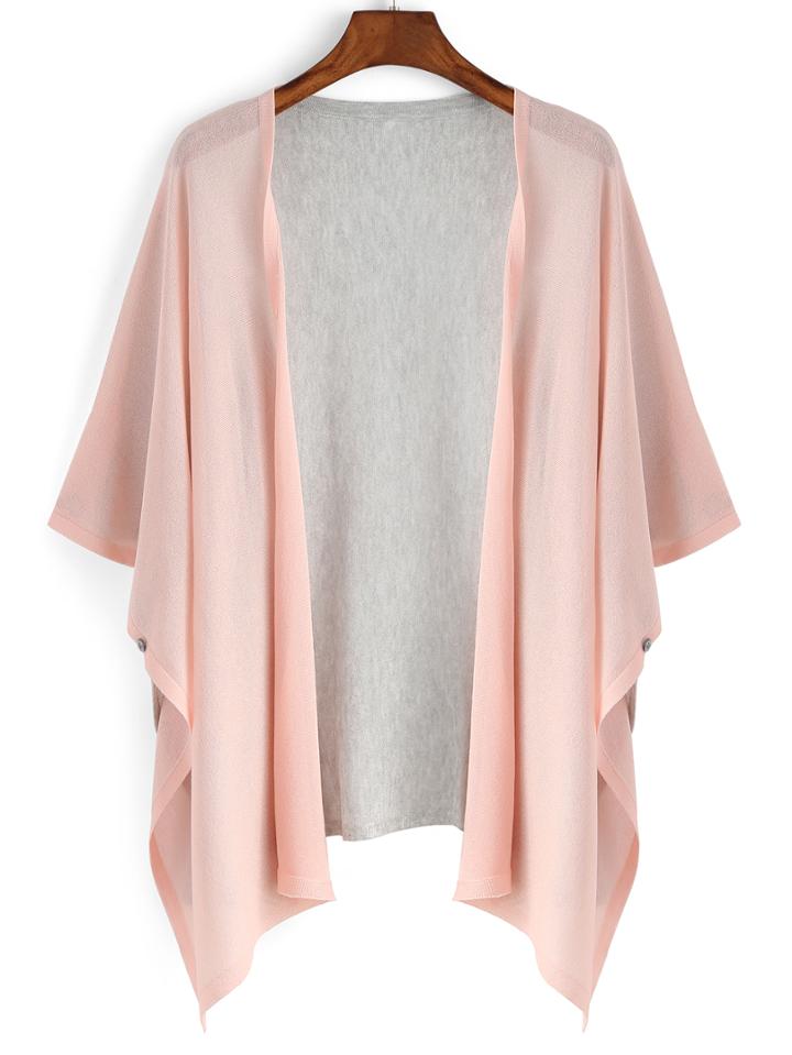 Shein Contrast Bat Sleeve Pink Cardigan
