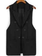 Shein Black Lapel Double Breasted Vest