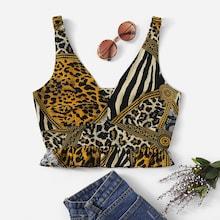 Shein Ruffle Hem Leopard Print Vest