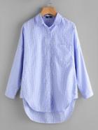 Shein Dolphin Hem Fold Pleat Back Gingham Shirt