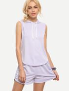 Shein Purple Hooded Tank Top With Shorts