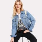 Shein Pocket Front Ripped Denim Jacket