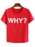 Shein Letter Print Red T-shirt