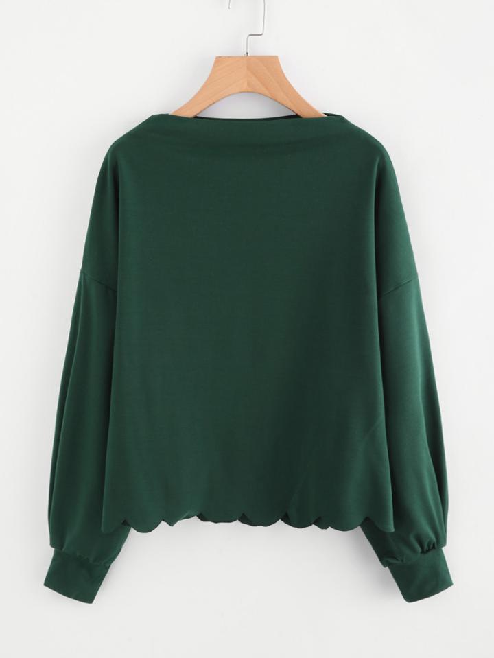 Shein Scalloped Hem Sweatshirt