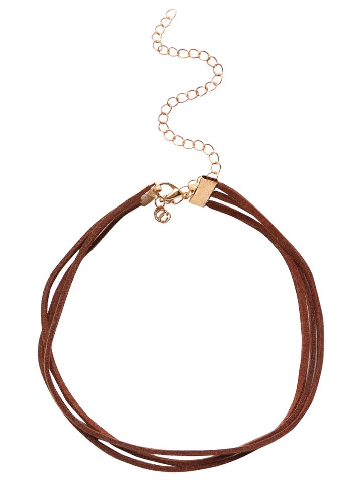 Shein Brown Layered Faux Suede Choker