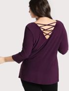 Shein Criss Cross Back Quarter Sleeve Top