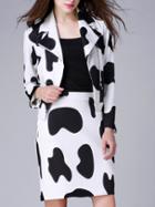 Shein White Lapel Long Sleeve Two Pieces Dress