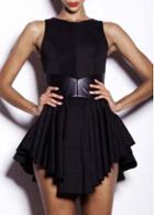 Rosewe Trendy High Low Hem Design Black Tank Dress