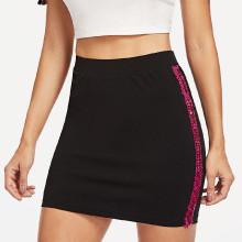 Shein Contrast Sequin Tape Side Bodycon Skirt