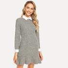 Shein Contrast Collar Ruffle Hem Dress