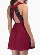 Rosewe Latest V Neck Sleeveless A Line Dress Red