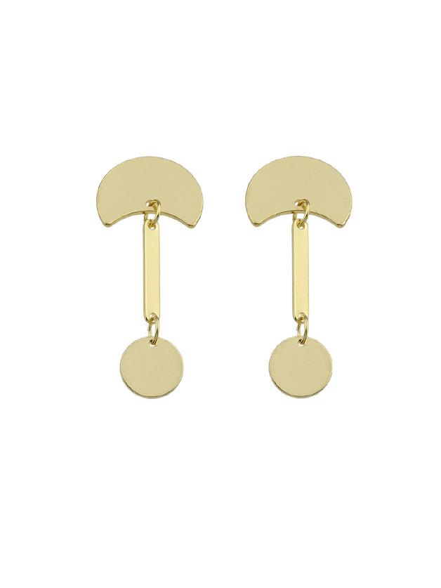 Shein Gold Round Sector Geometric Shape Earrings