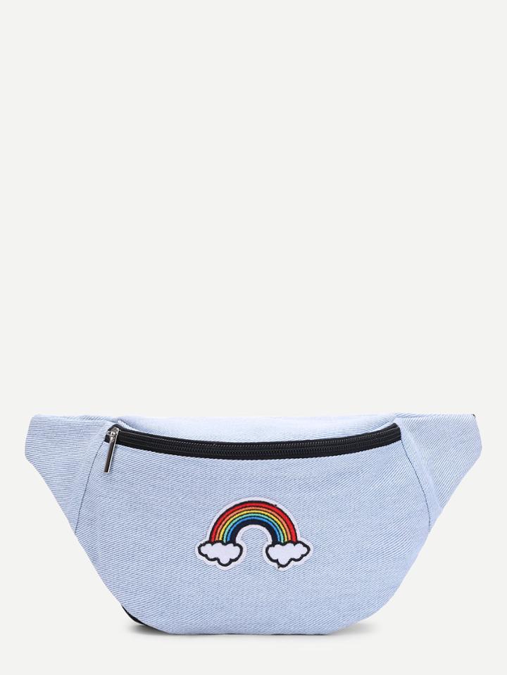 Shein Rainbow Patch Denim Bum Bag