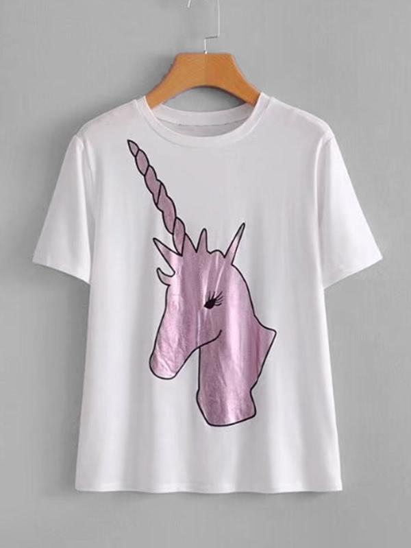 Shein Unicorn Pattern Tee