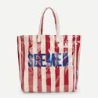 Shein Letter Print Striped Tote Bag