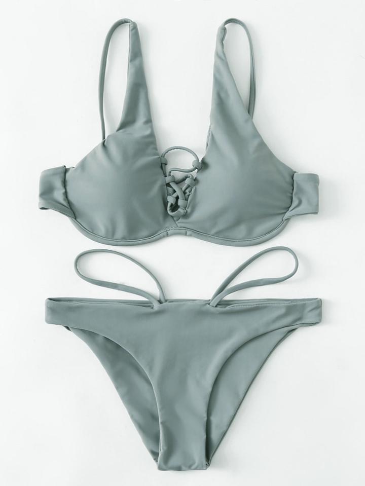 Shein Criss Cross Detail Bikini Set